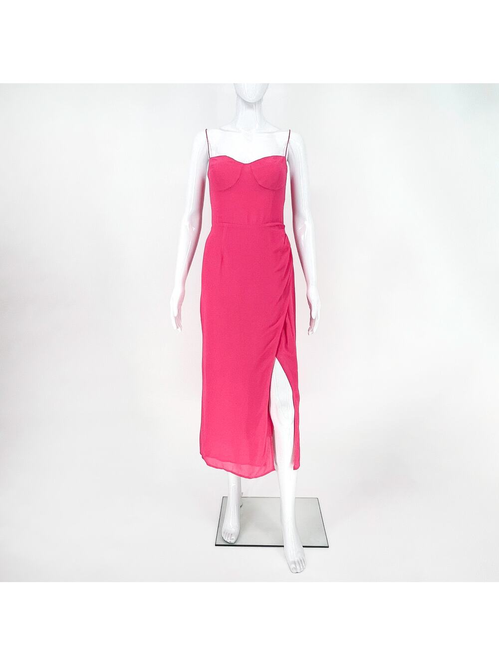 Reformation Kourtney Midi Dress Flambé Pink Slit Size 4